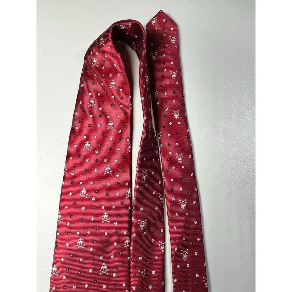 Brooks Brothers Silk Tie Red Flying Pig Logo Floral Mens Necktie 3 1/4